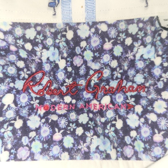 Robert Graham White Embroidered Blue Sunglass Pattern  Button-up Classic Fit XL - Picture 5 of 9